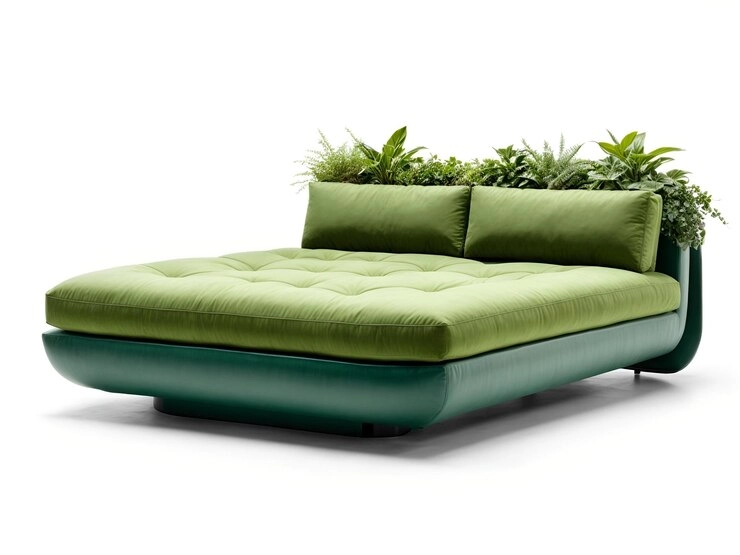 نکات مبلمان تختخواب شو - مبل تختخوابشوی سبز با گیاه طبیعی در قسمت بالایی 
